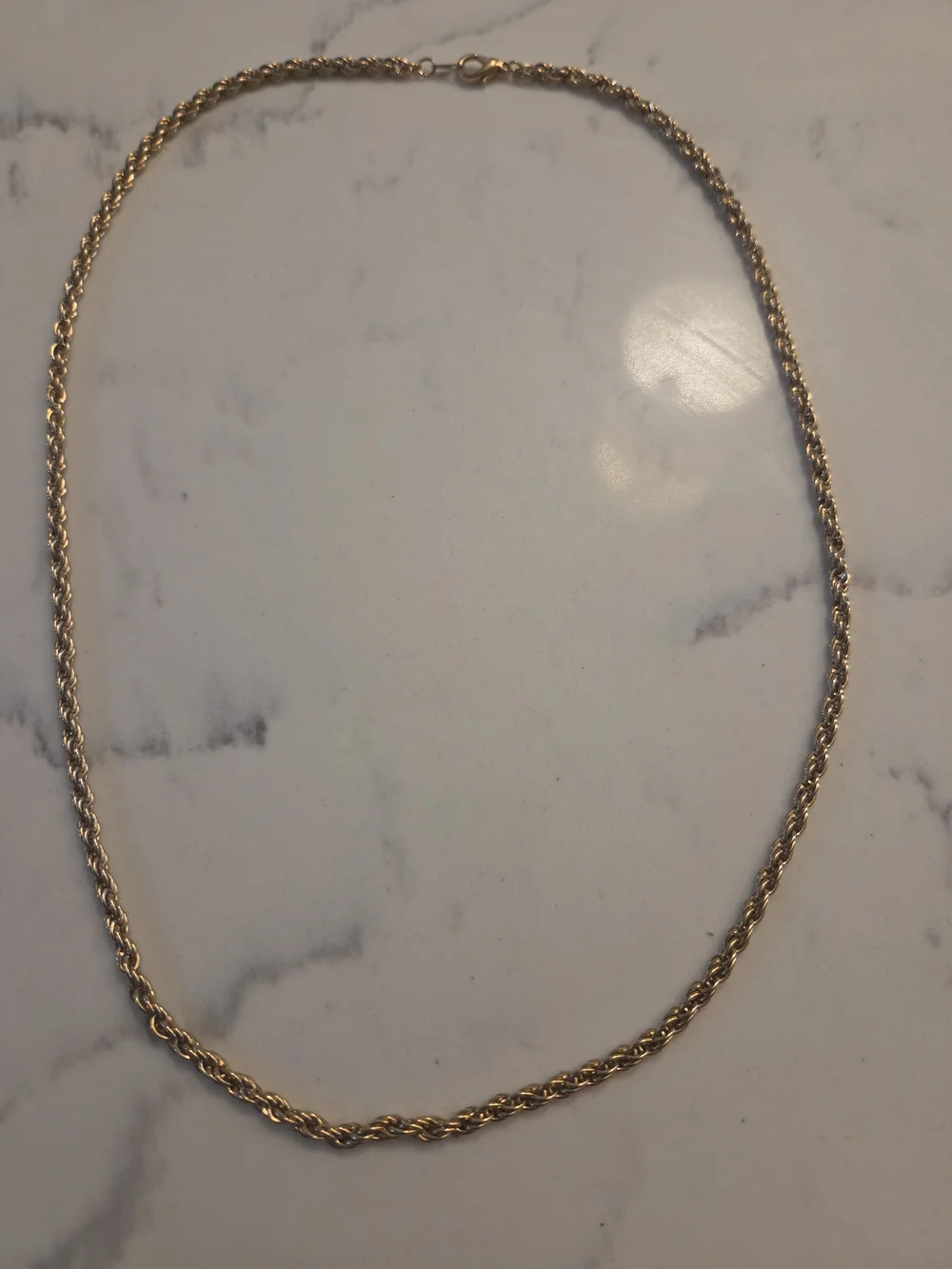 Elegant Solid Gold Plated Rope Chain Necklace 2.5mm